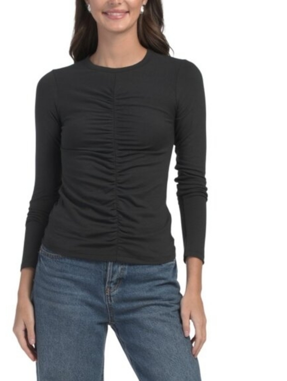 RAG & BONE | Black Lucy Shirred Long Sleeve Top Size Small